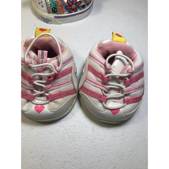 Build A Bear Workshop Twinkle Toes Skechers Shoes Light Pink Sparkly Laces Lot 2 - Picture 8 of 11